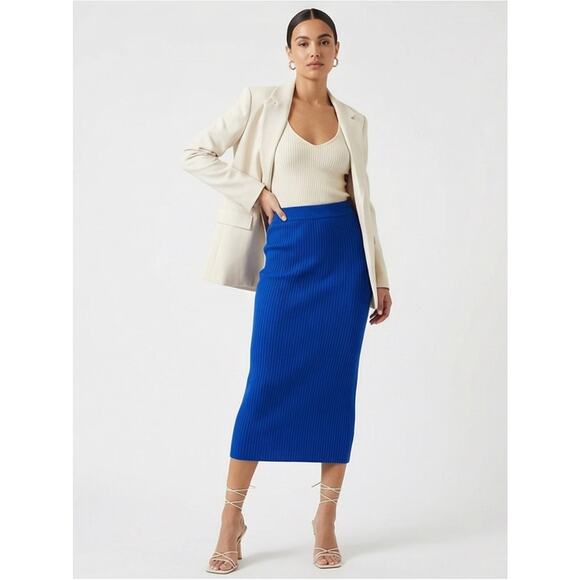 Umgee Dresses & Skirts - Umgee Blue Knit Mid-Skirt with Side Slits - Small Soft and Stretchy.